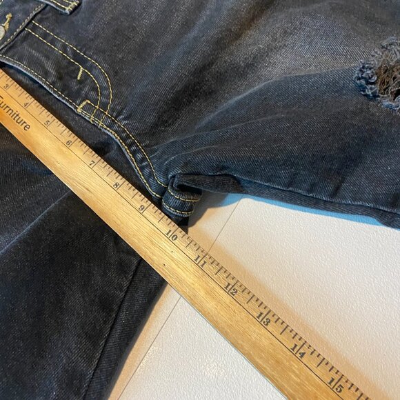 Levis Women 31 Noughties Bootcut Jeans Distressed Black Faded Whiskering Flare - Picture 8 of 10